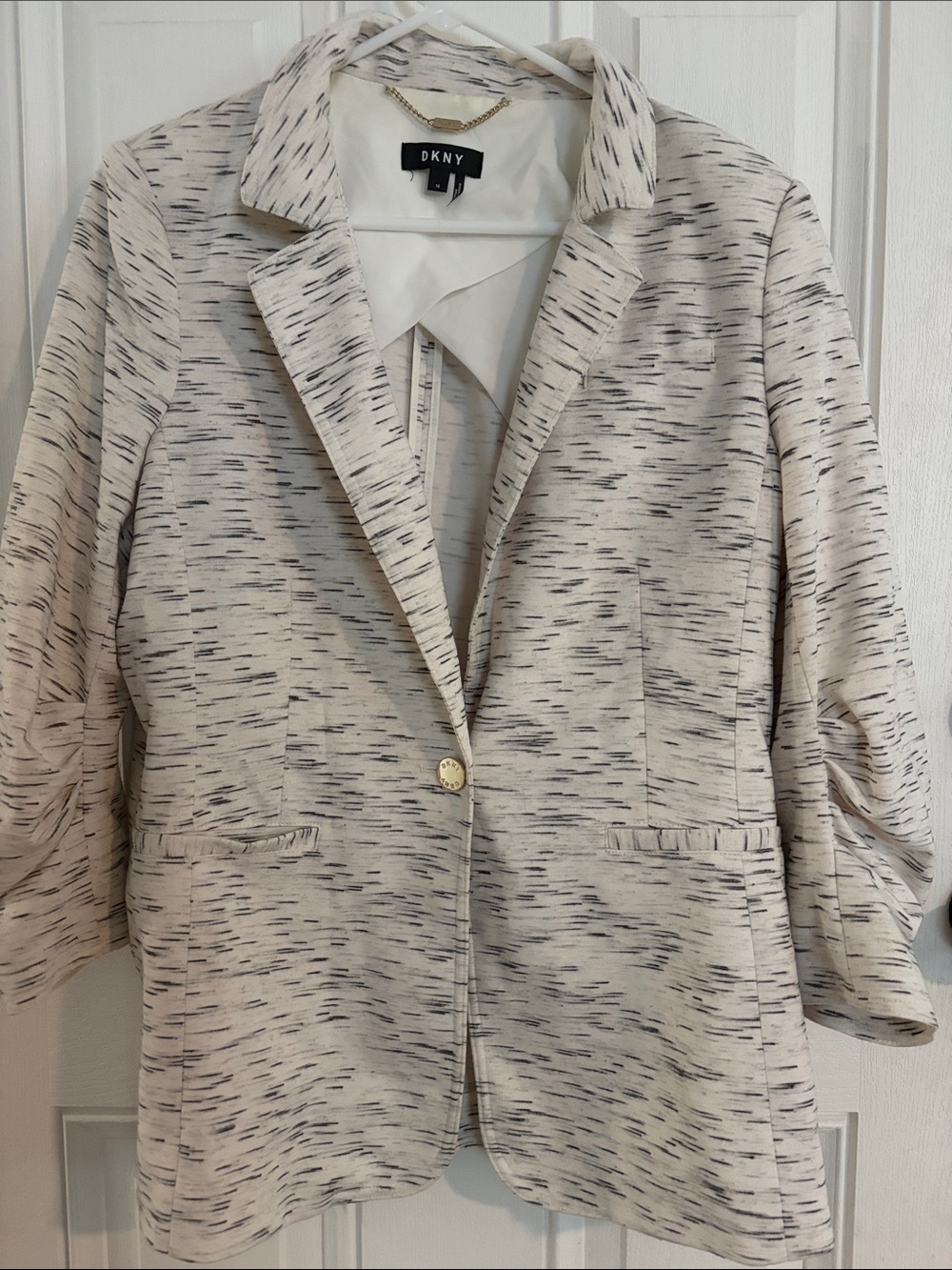 DKNY Cream Heathered Blazer with Subtle Black Speckle